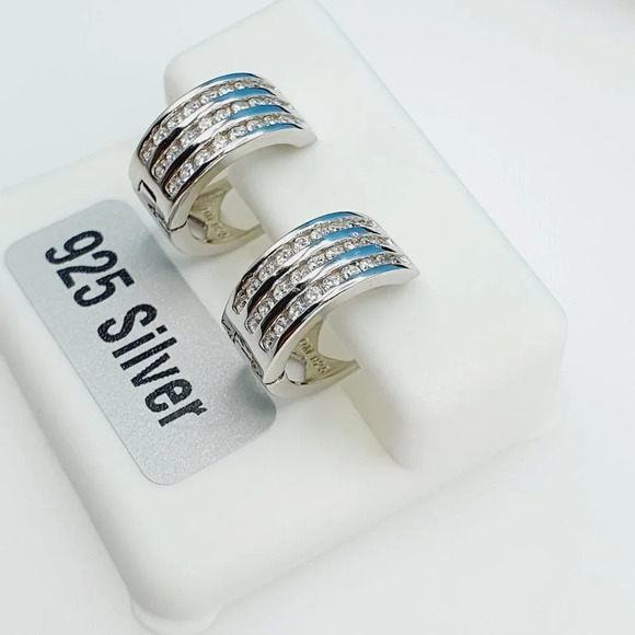 "925 Sterling Silver Cubic Zirconia Earrings, UU1P6A6158 - Picture 10 of 11